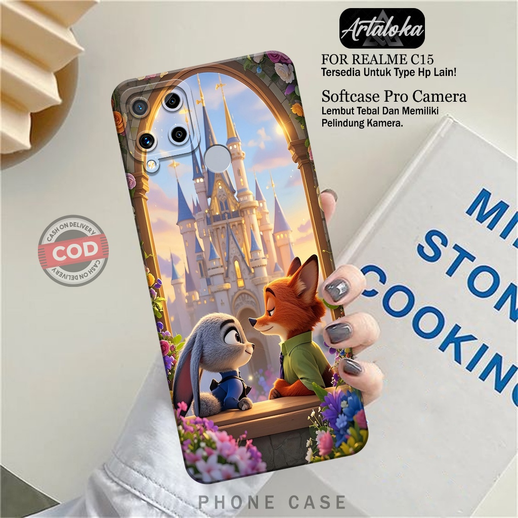 Softcase Hp Realme C15 Fashion Case Kartun Lucu Case Realme C15 Silikon TPU Pro Camera Casing Realme