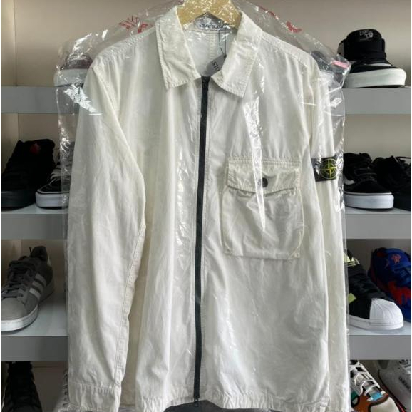 STONE ISLAND OVERSHIRT SINGLE POCKET WHITE