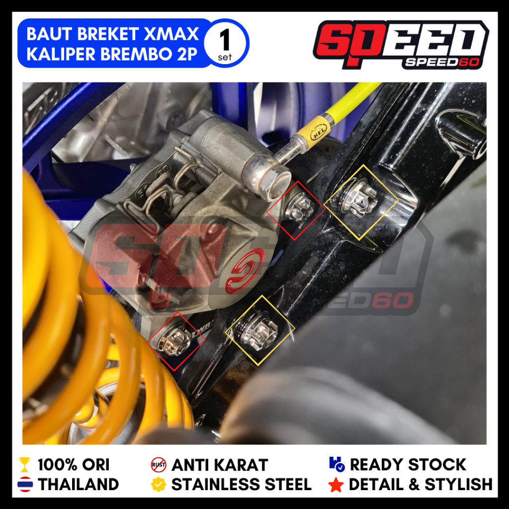 Probolt Baut Kaliper Brembo 2P Xmax Stainless King Nut Thailand