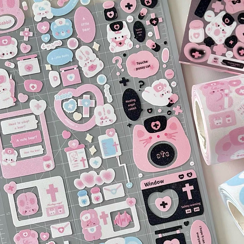 sticker roll ecer (35cm) | sft tissue frame bear clinic dekorasi journal deco photocard korea readys