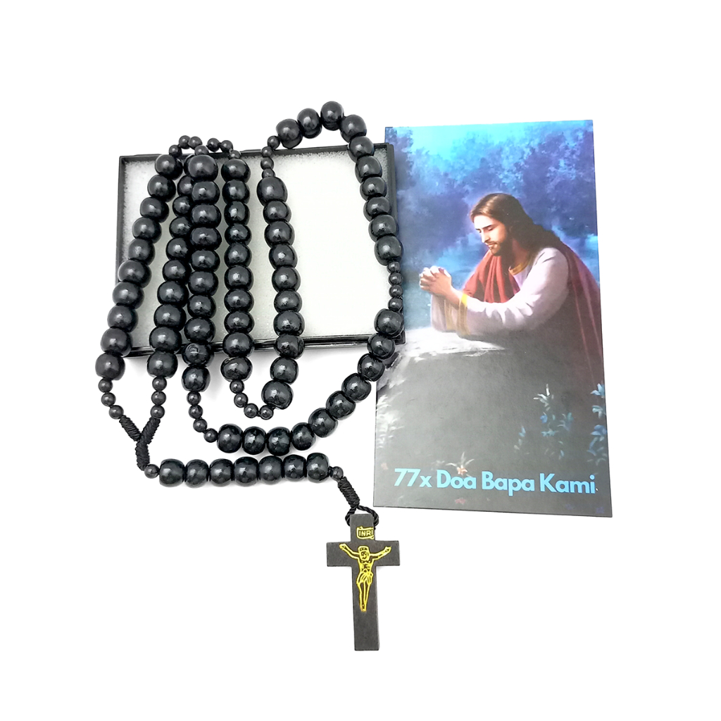 Rosario 77 Bapa Kami Bahan Kayu Kopi Warna Hitam / Rosario 77 Butir / Rosario Katolik