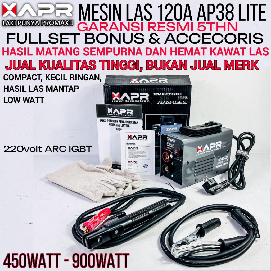 APR RAJA MESIN LAS 120A MMA TRAVO LAS INVERTER 450watt 900watt ap38 lite