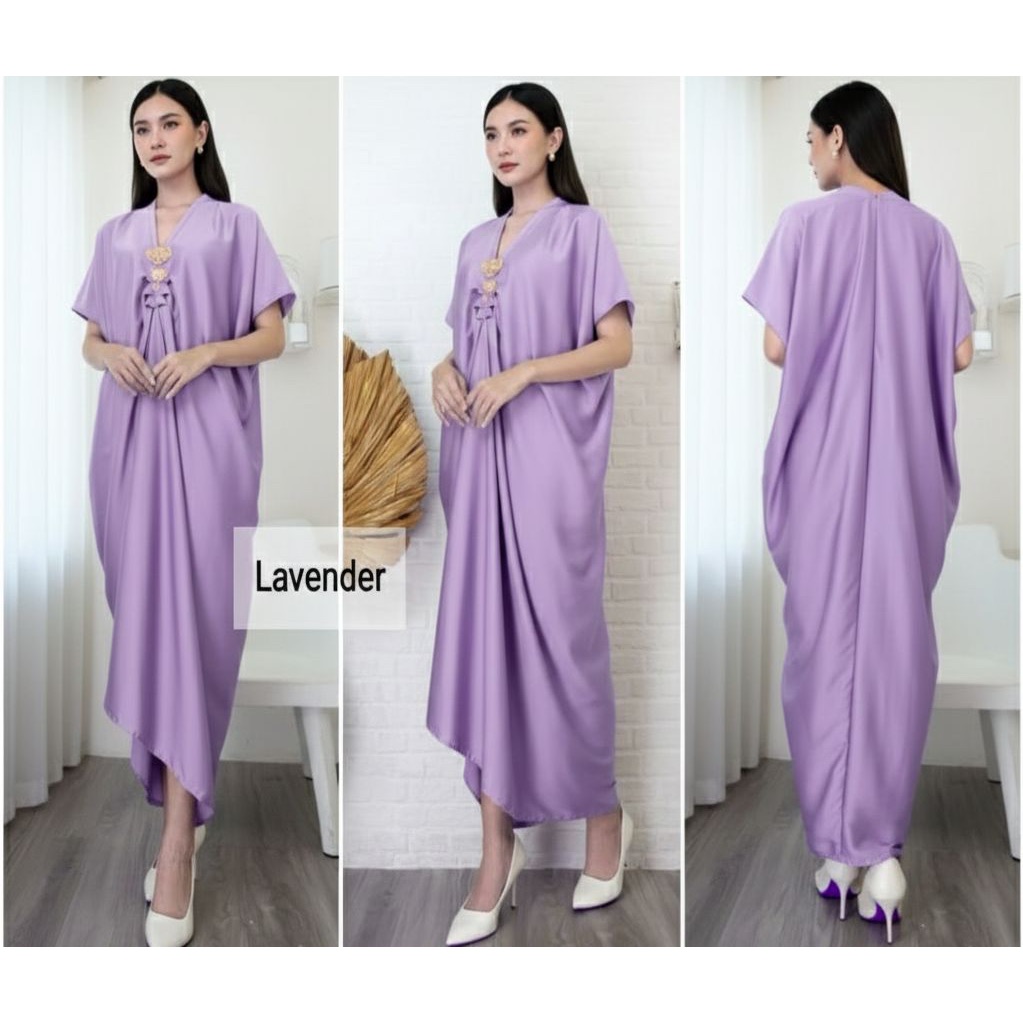 KAFTAN POLOS  Lavender SATEN SILKY MODERN MEWAH PREMIUM / KAFTAN KONDANGAN / KAFTAN LEBARAN / KAFTAN