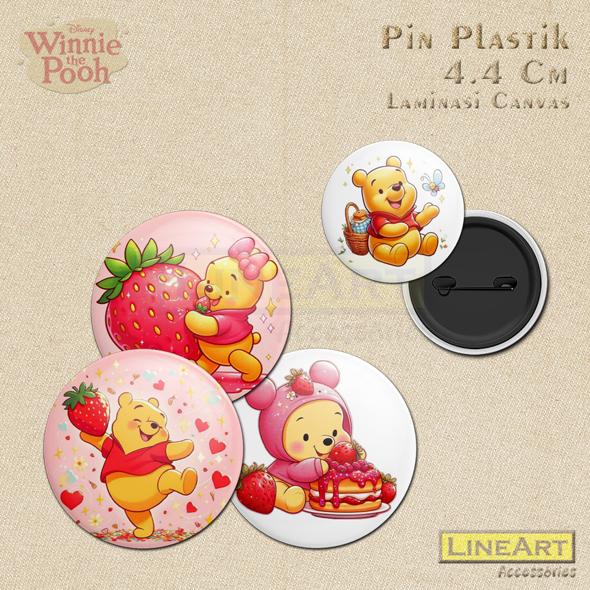 Pin Button KARTUN WINNIE THE POOH Pin Plastik Bros Aksesoris