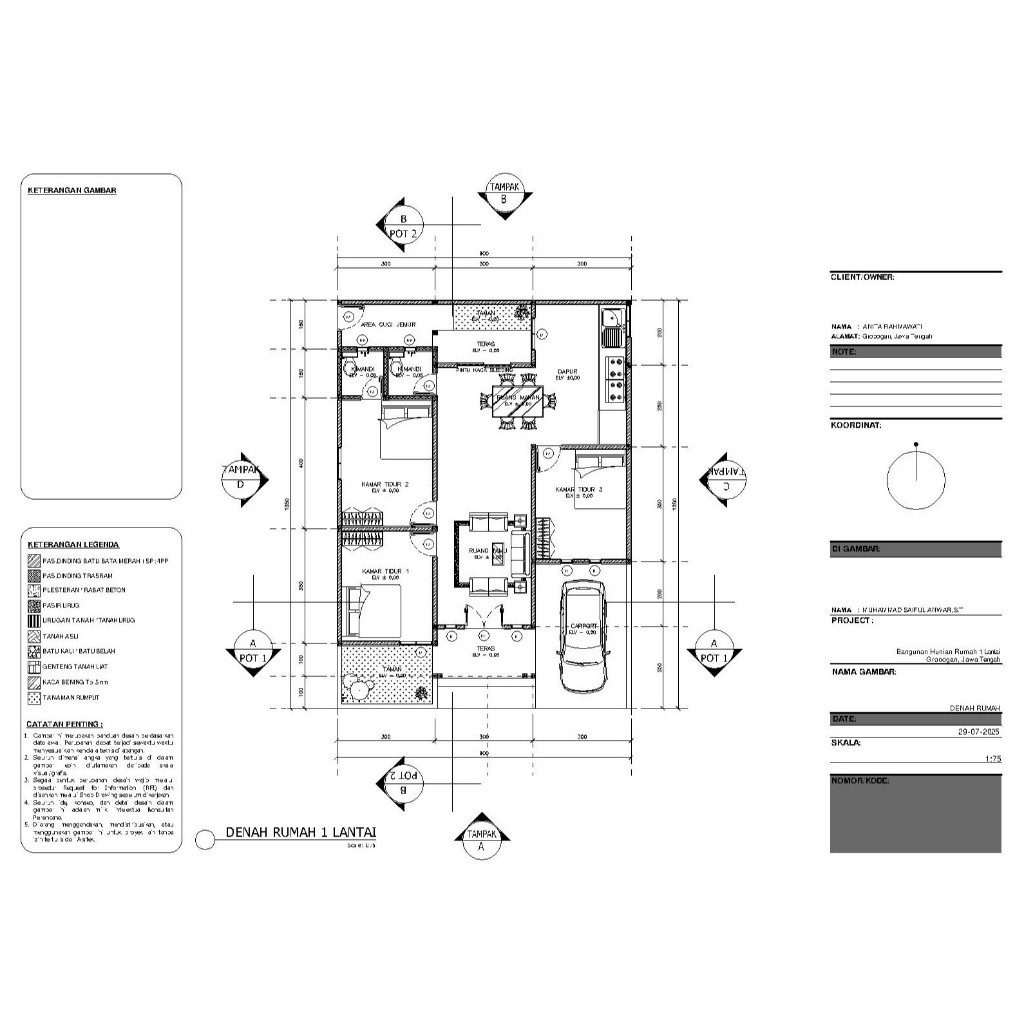 DTP Denah Tampak dan Potongan Rumah Arsitek