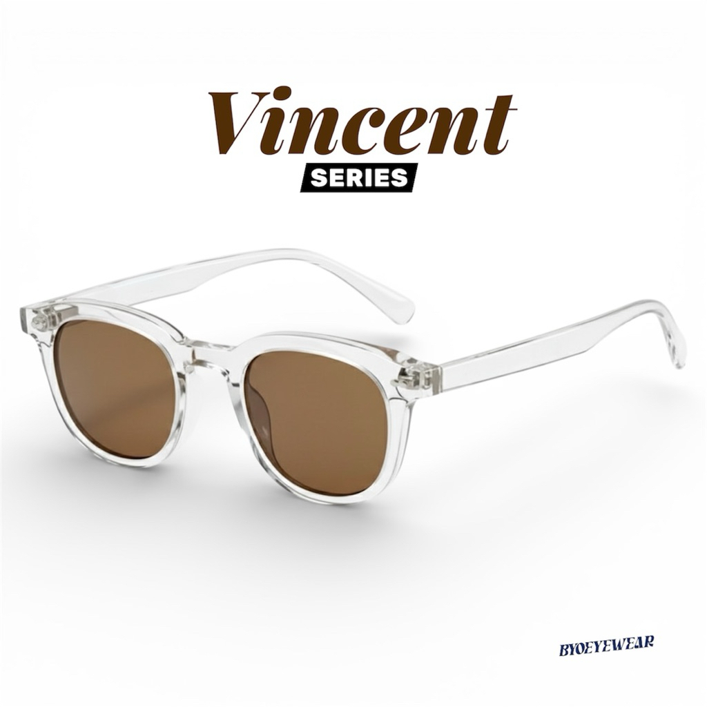 Byoeyewear Kacamata Anti silau pria wanita lensa coklat lensa brown Frame transparan kacamata kekini
