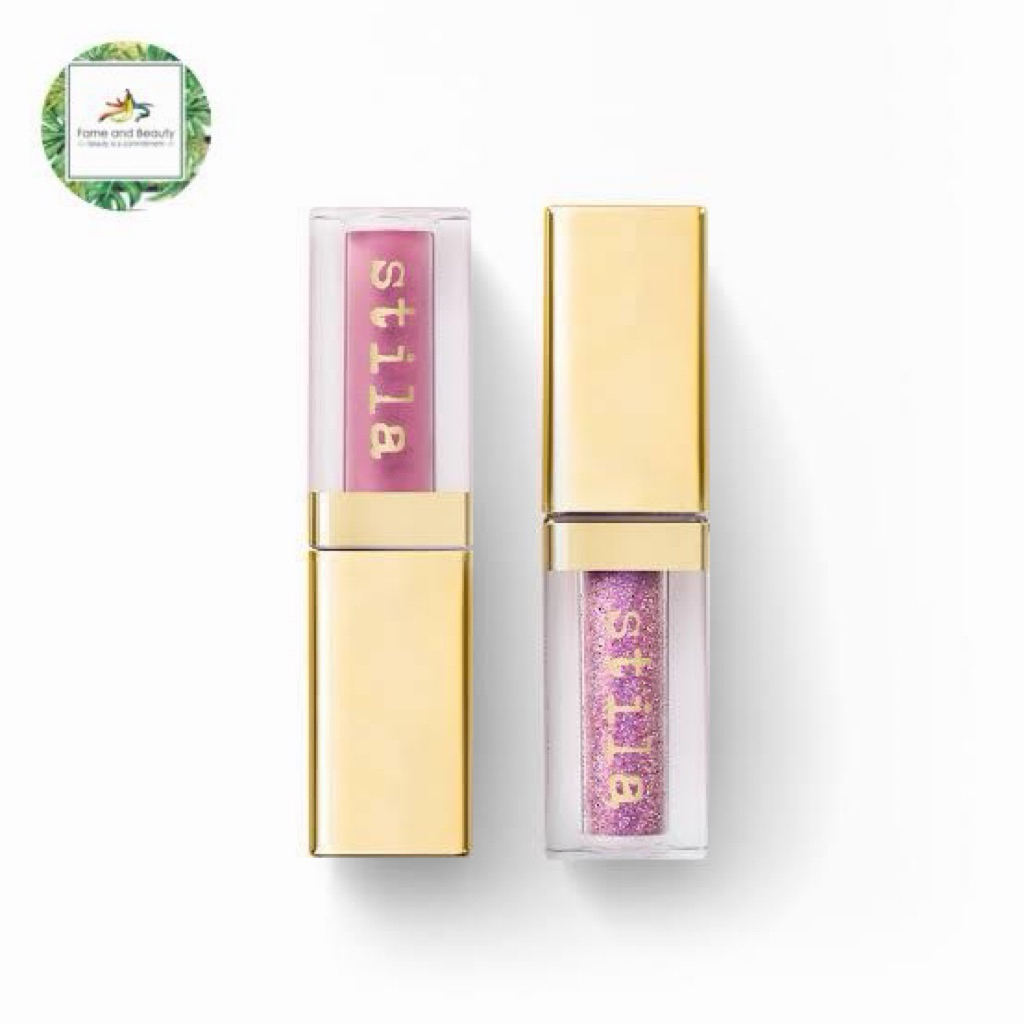 Stila Double Dip Suede Shade Glow & Glitter Liquid Eye Shadows Pink Martini untuk Tampilan Mata yang