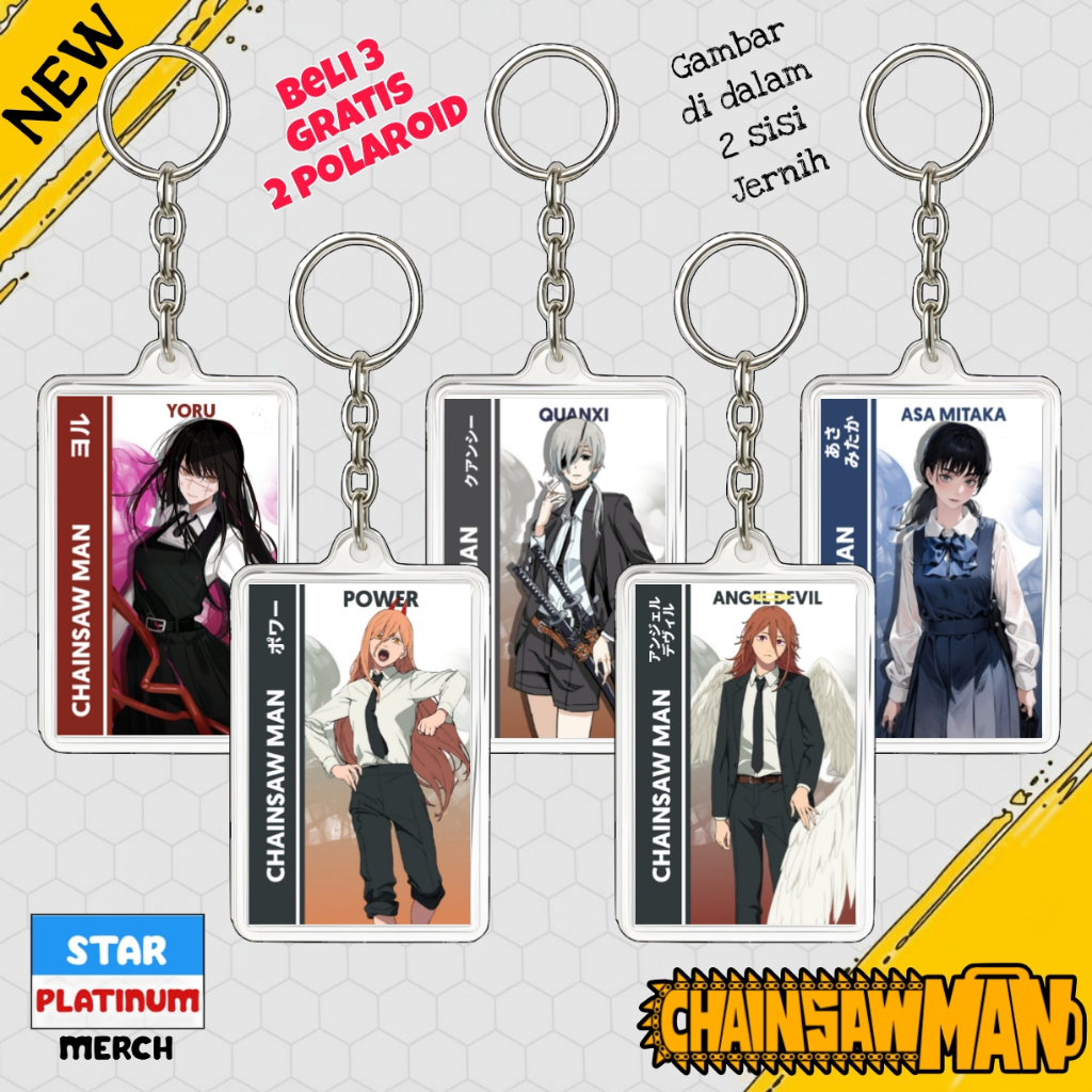 Gantungan Kunci Chainsaw Man - Keychain Chainsaw Man - Ganci Chainsaw Man - Keychain Anime - Gantung