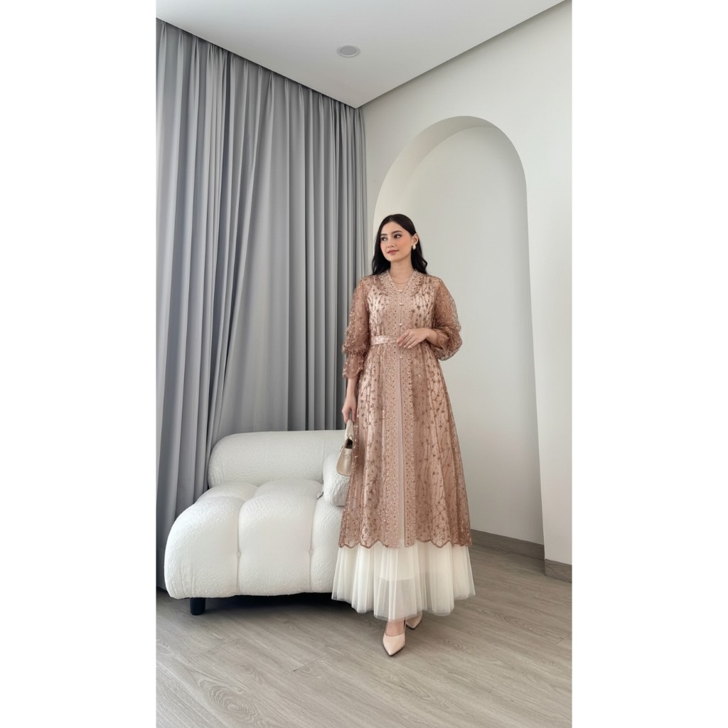 Ruby Outer Long Brukat Kondangan / Outer Dress Wanita Lengan Panjang