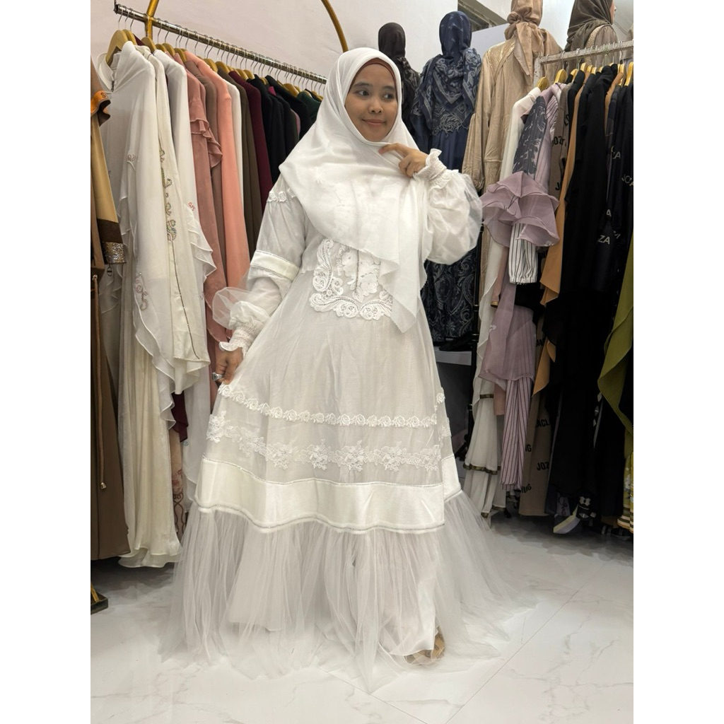 Gamis syari motif hawa MH syari set khimar