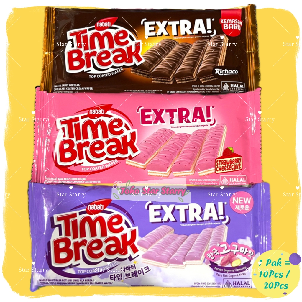 [Per Pack] NABATI TIME BREAK COKLAT / BISKUIT TIME BREAK 5FINGERS COKELAT Wafer Coklat 1Pack = 20 bu