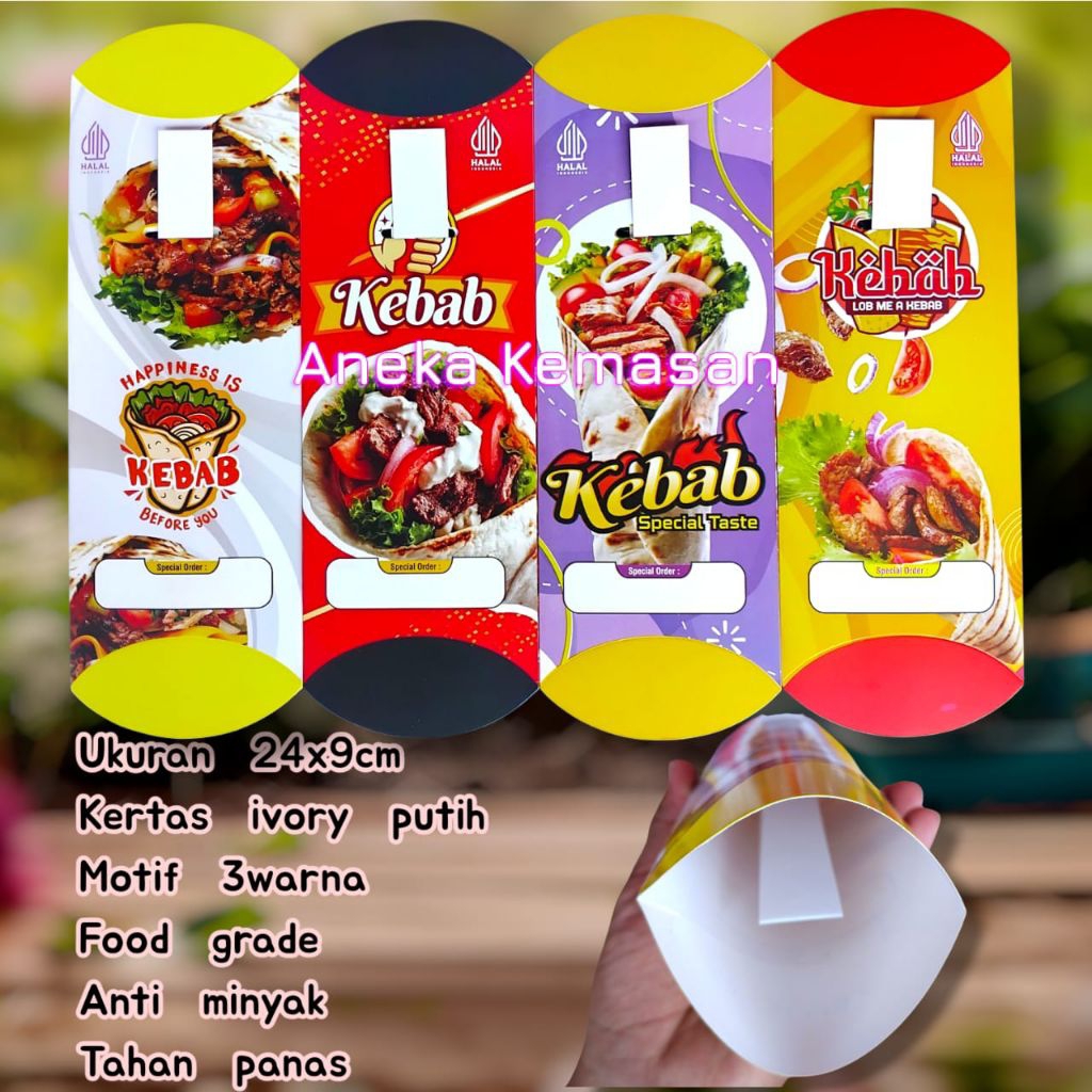 Dus kemasan kebab / Box kebab / kertas kebab ivory / Wadah kebab food grade