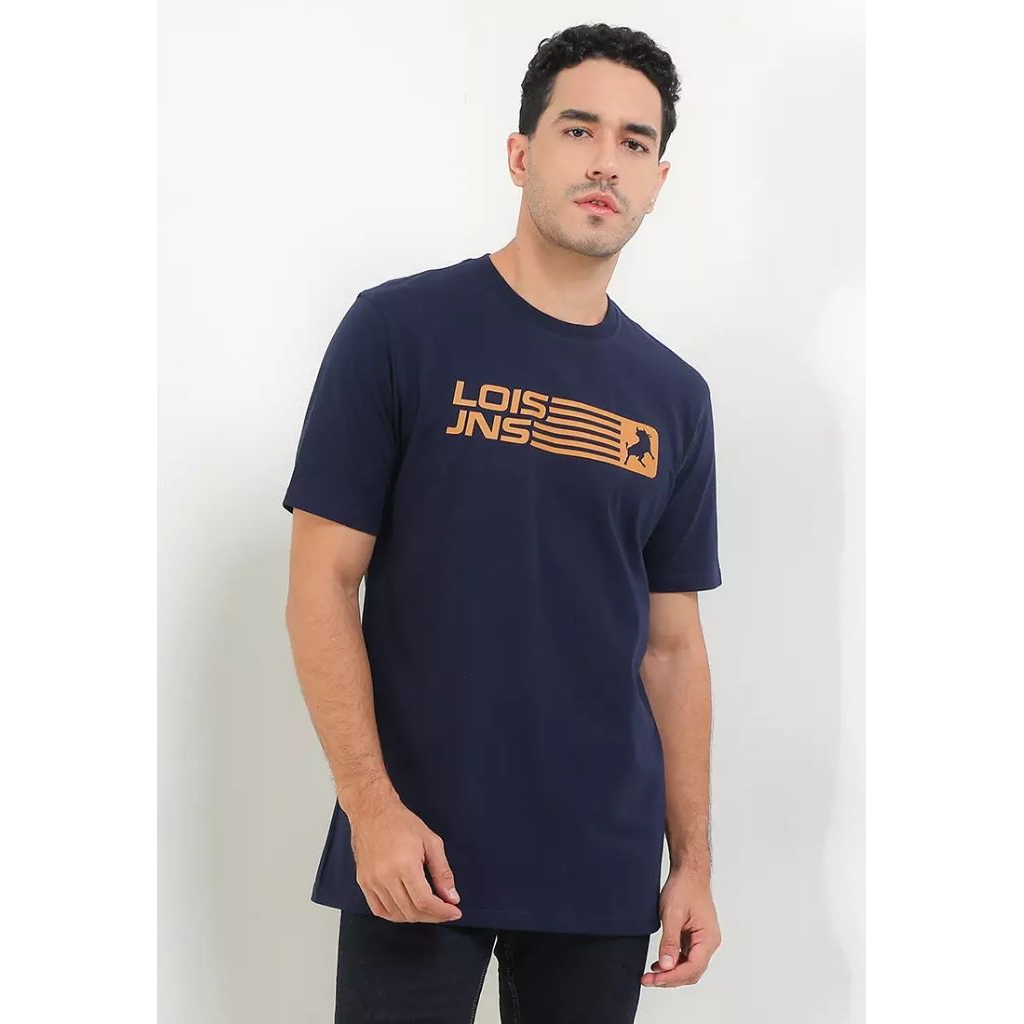 Cotton Jersey 30's T-shirt KSL2407 KAOS LOIS ORIGINAL PRIA NAVY BIRU DONGKER