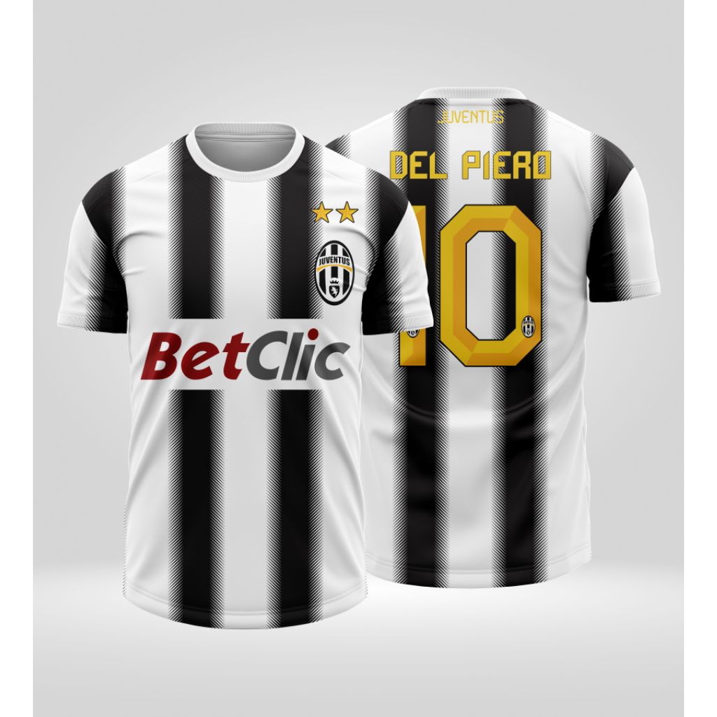Jersey Sepak Bola Juventus 2011 Home Del Piero 10 Retro Hitam Putih Gratis custom nama dan nomor Pun