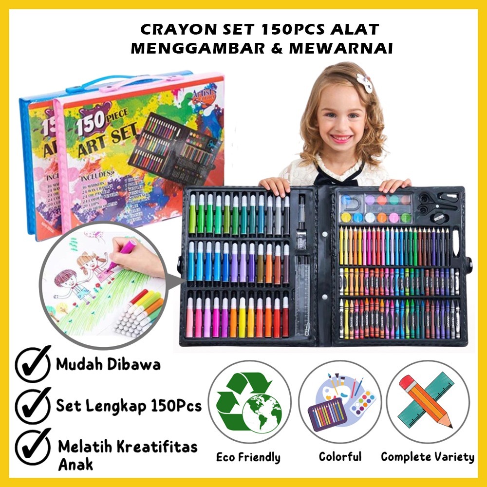 Crayon Set 150 pcs / Krayon Set / Art Set / Perlengkapan Menggambar