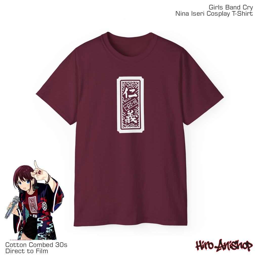 Kaos Anime Girls Band Cry Nina Iseri Cosplay Maroon