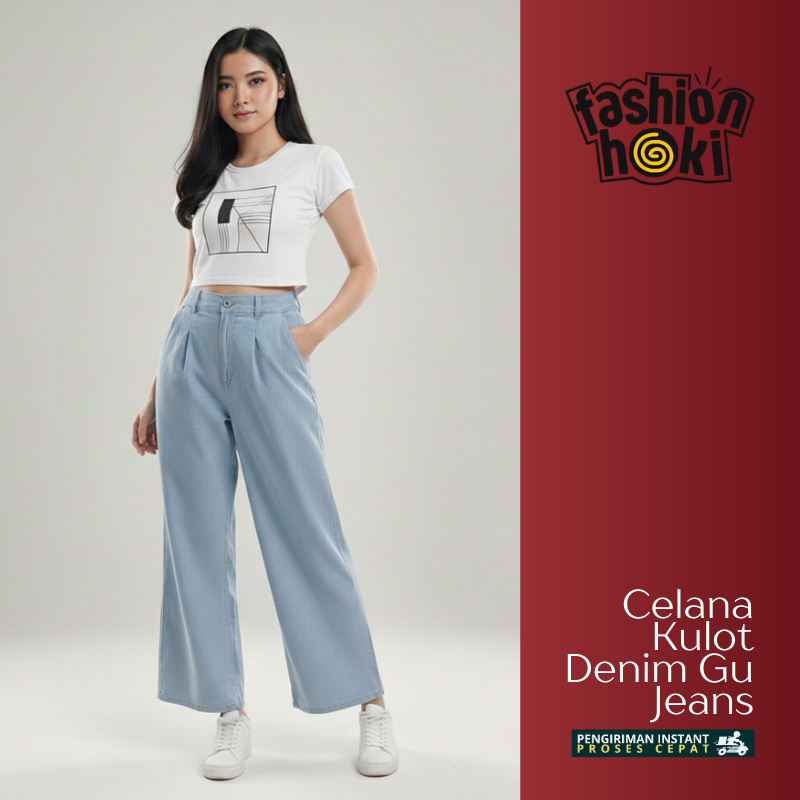 Celana Kulot Denim Gu Jeans Fashion Hoki Jogja