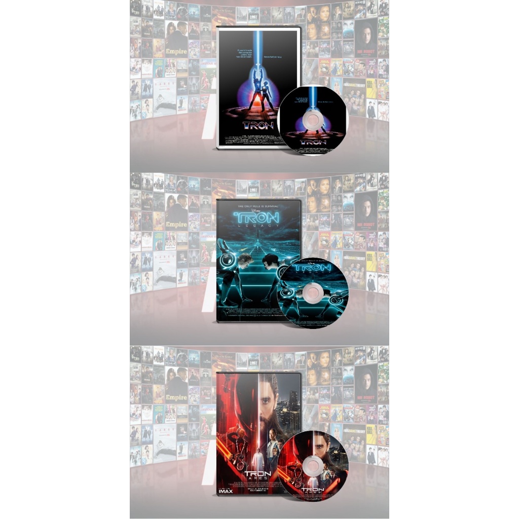 DVD Tron (1982) + DVD Tron Legacy (2010) + DVD Tron Ares (2025)