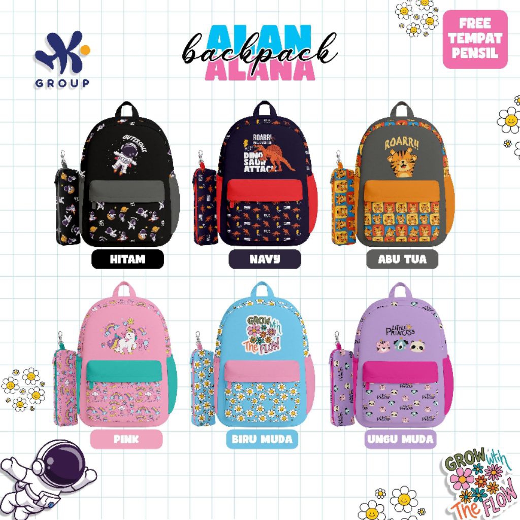 PO‼️tas ransel anak custum nama BACKPACK ALAN ALANA HK GRUP