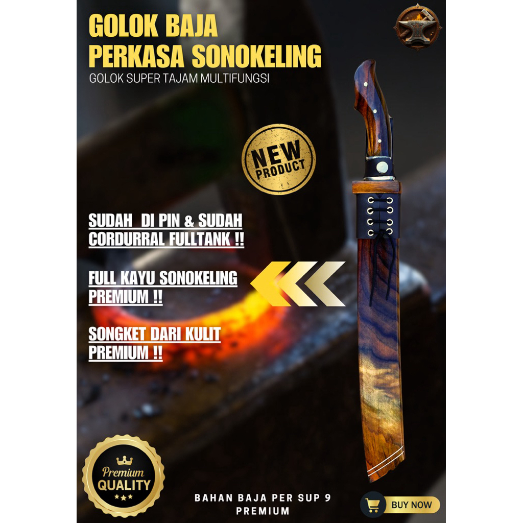[BILAH PREMIUM] GOLOK KEBUN PATIMURA SONGKET SONOKELING GOLOK BAJA PER ASLI 100% Baja Per SUP9 Asli