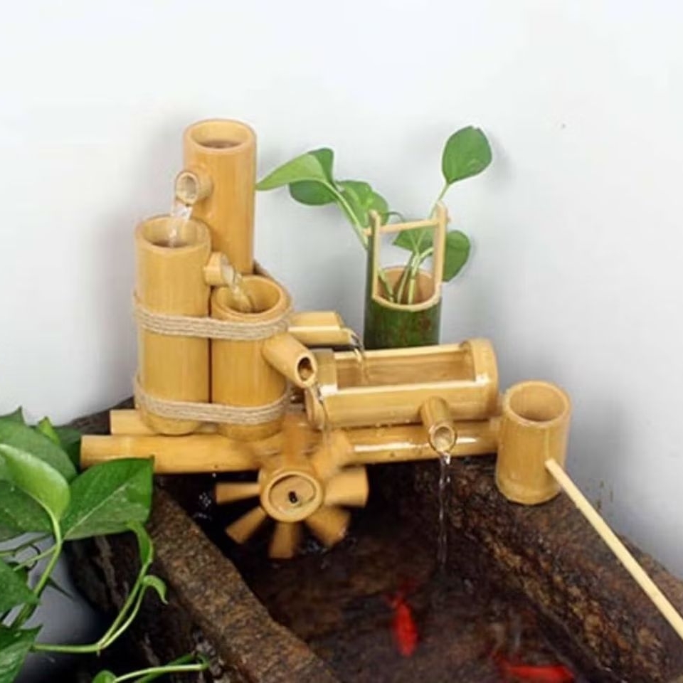 Dekorasi air mancur aquarium kincir air pancuran bambu