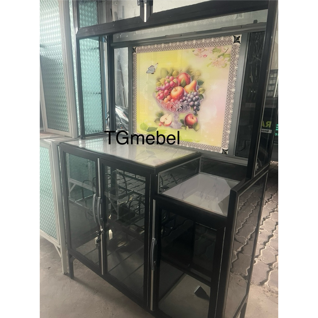 Rak piring 1 meter kaca riben