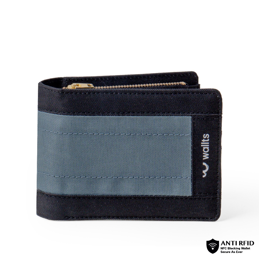 Wallts Ben Black Charcoal - Wallts Dompet Lipat Kanvas Pria Anti Air