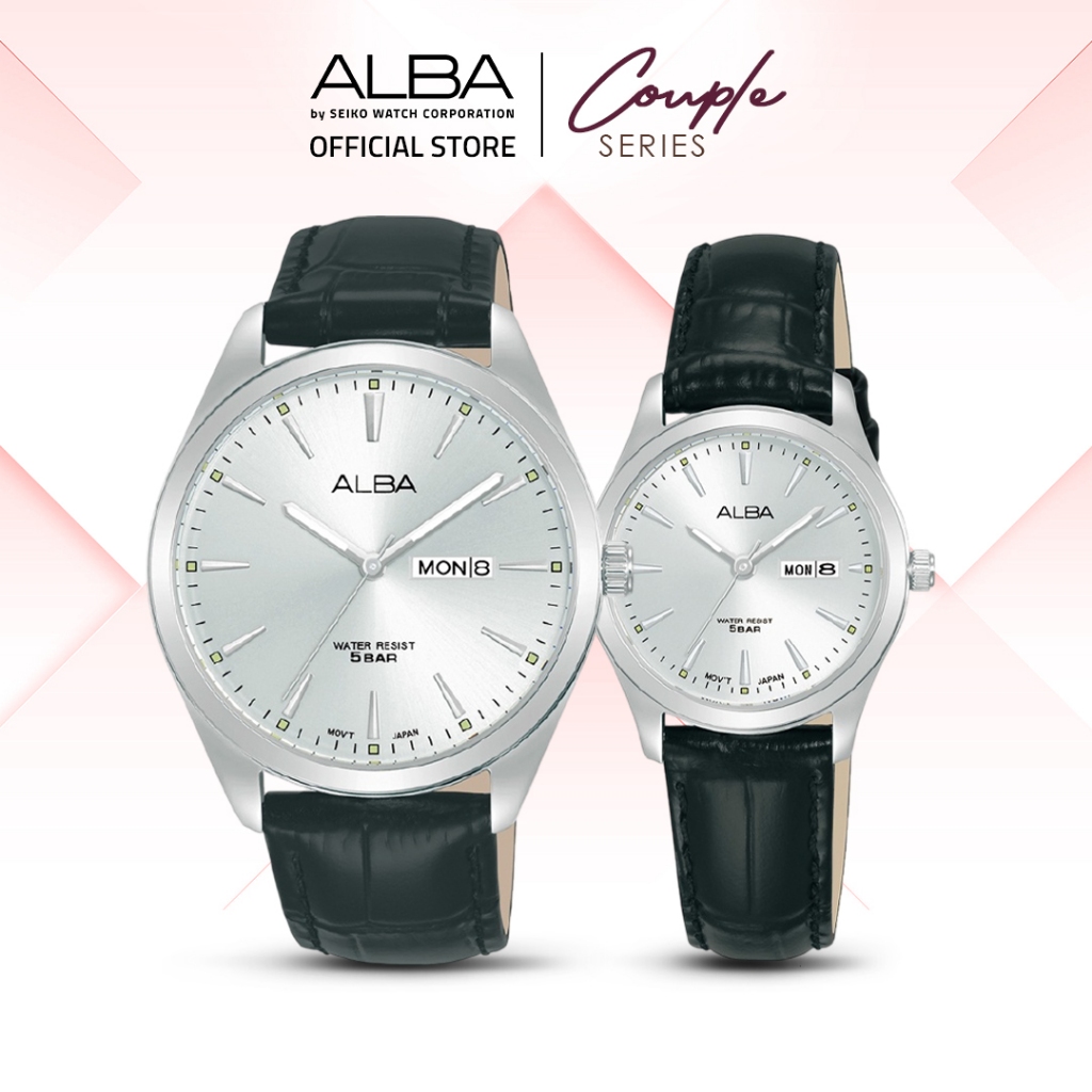 Jam Tangan Couple Kulit Alba AJ6193 & AN8089 Quartz