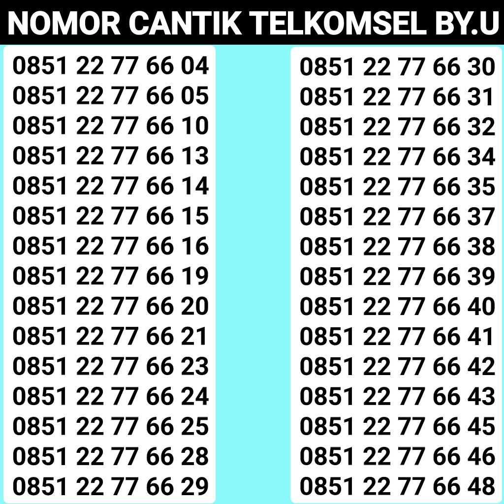 NOMOR CANTIK BYU by.U TELKOMSEL BYU B.YU BYU Seri kembar
