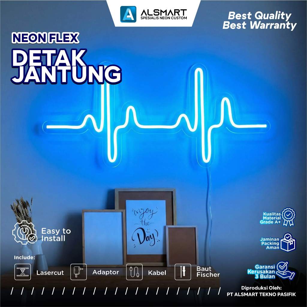 Lampu Neon Flex Detak Jantung Heartbeat EKG LED Hiasan Dekorasi Dinding Kamar / Klinik Estetik
