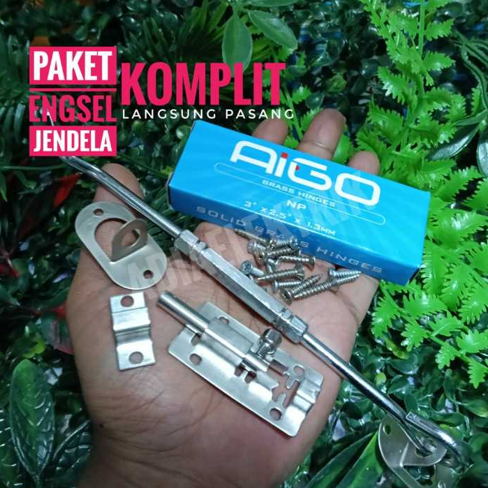 Paket Satu Set Hak Angin Jendela Engsel Jendela Lamskar Cantolan Penahan