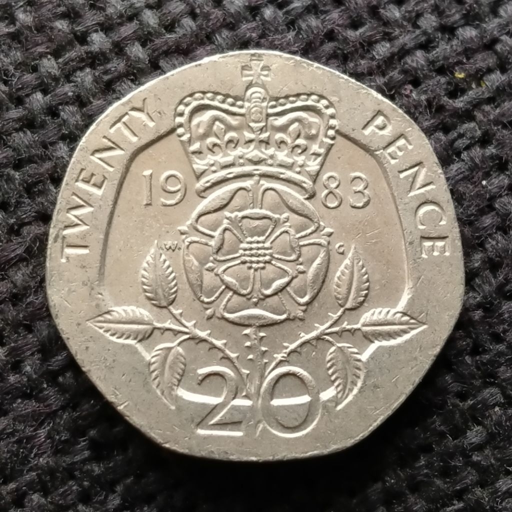 Koin Kuno Inggris 20 Pence tahun acak