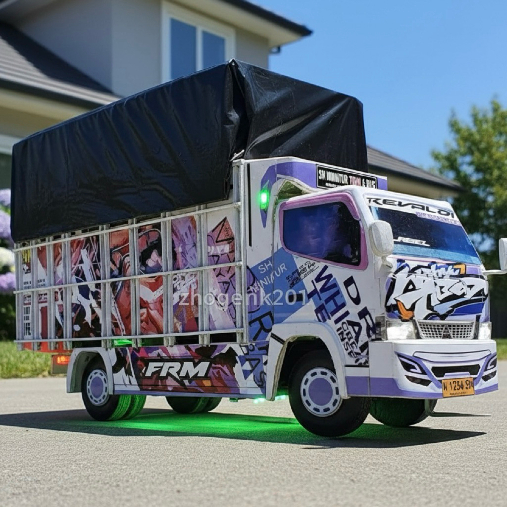 PROMO Miniatur TRUK OLENG Full Variasi Lampu Terpal Dari Kayu Asli - Mainan Anak Truk Oleng Non Rc P