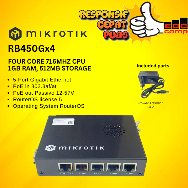 Mikrotik RB450Gx4 Router Indoor / RB 450GX4 / RB-450GX4 / rb450gx4