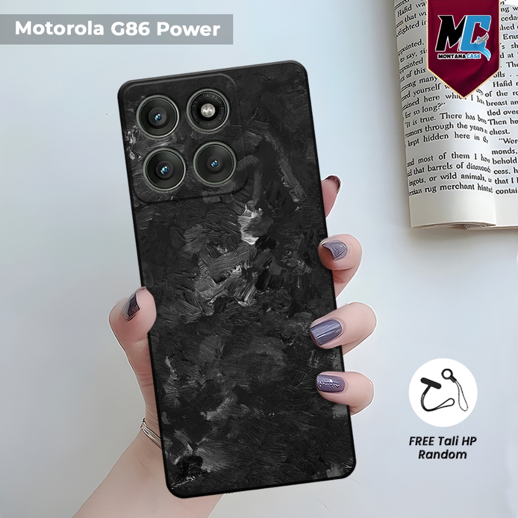 MONTANA | Casing Hp Motorola G86 Power Motif Carbonn Printing UV Gratis tali strap hp | Softcase Len