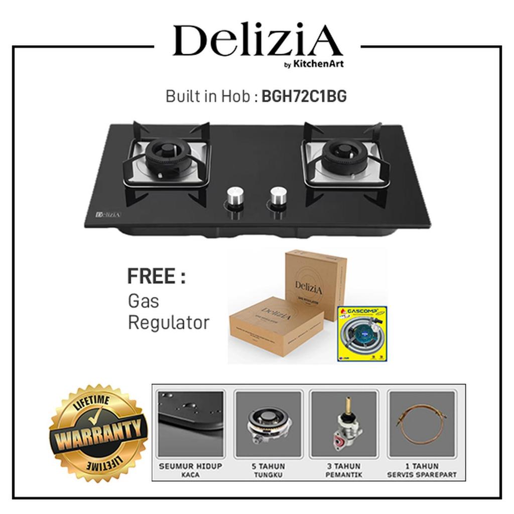 Delizia Kompor Tanam 2 tungku / Built-in Gas Hob 72 Cm - BGH72.C1BG