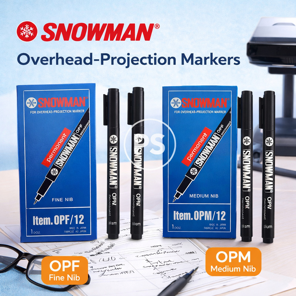 Snowman OHP Marker OPF OPM Spidol Proyektor Permanen Fine 0.5mm & Medium 1.0mm