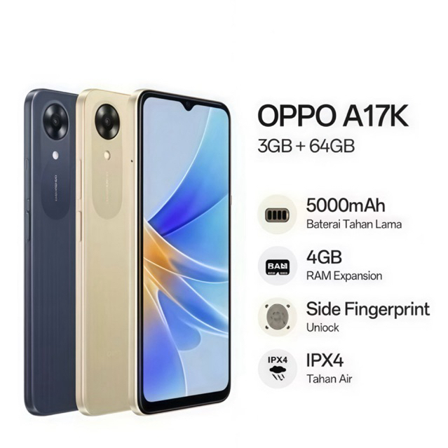 OPPO A17k Ram 3/64GB A17k Ram 3GB Internal 64GB Garansi Resmi