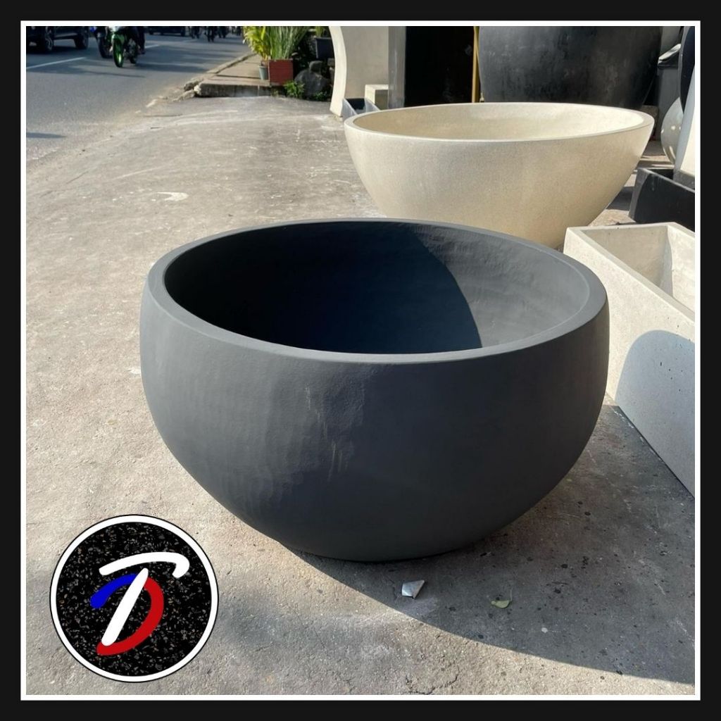 Pot teraso / pot tanaman bonsai ceper hitam doff