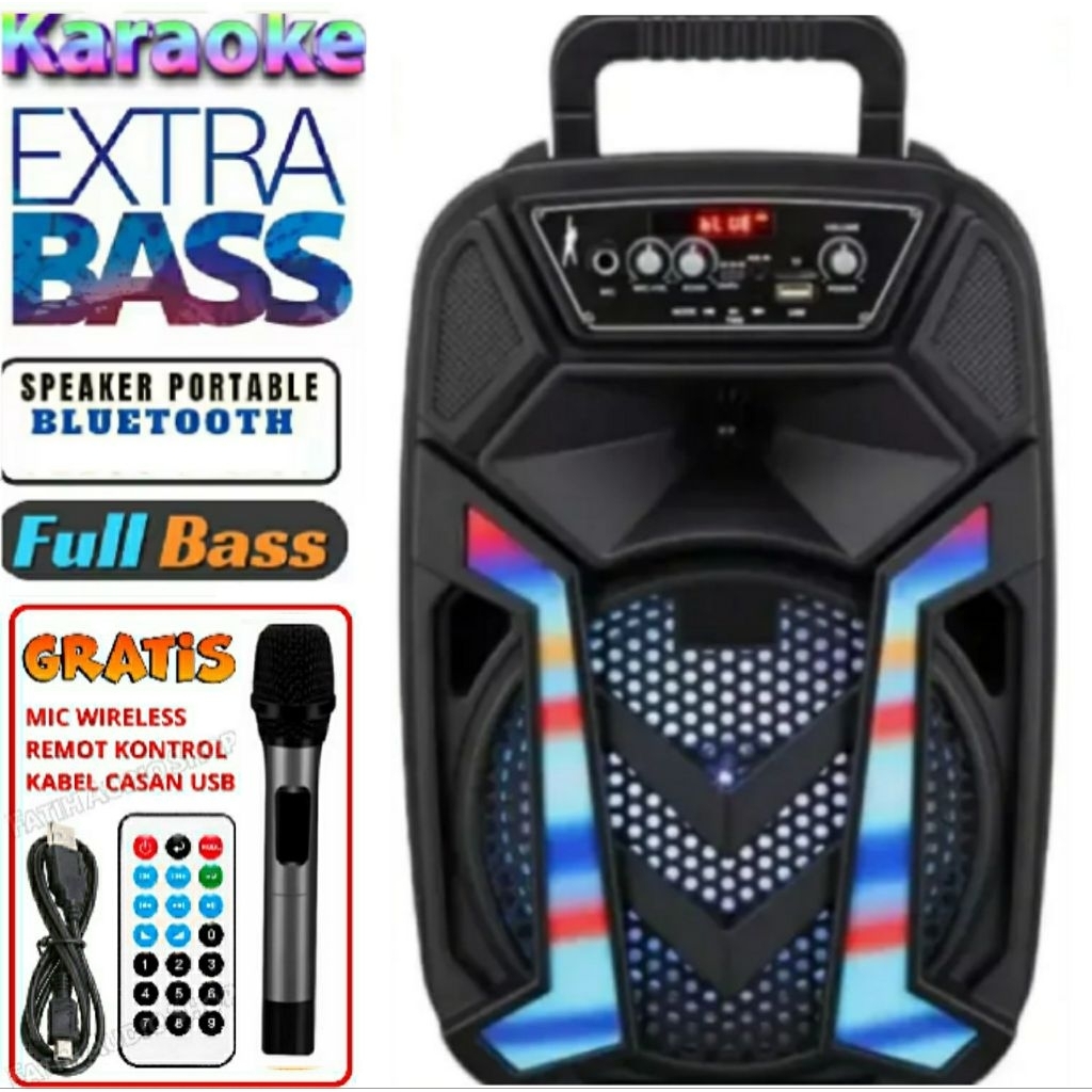 Speaker Salon Aktif Bluetooth Full Super Bass Free Mic Karaoke Kimiso QS 7801-Speaker Bluetooth Kara