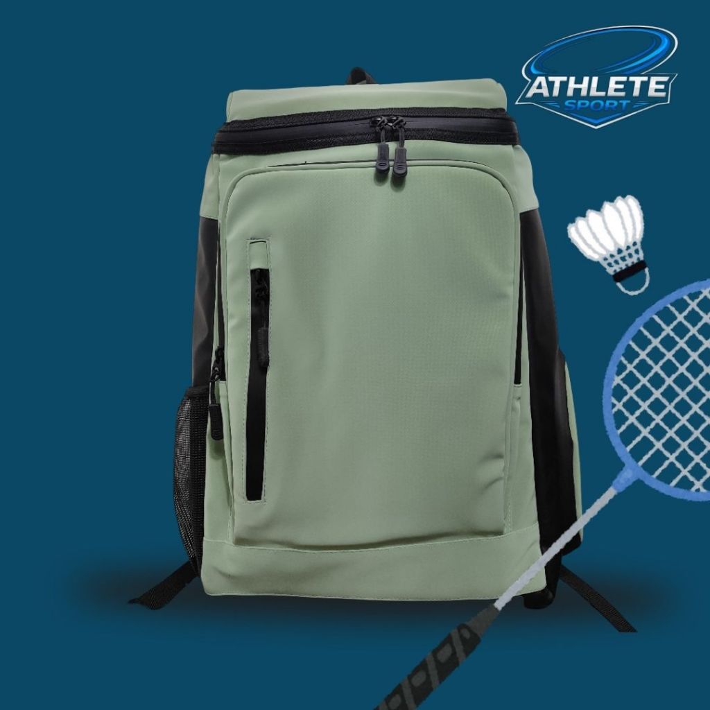 ATHLETE -Tas Ransel Badminton Monothone GREEN SAGE