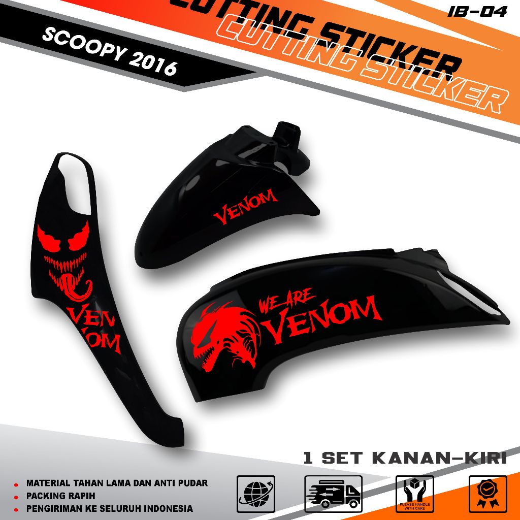 STRIPING CUTTING HONDA SCOOPY 2014 - 2016 MOTIF VENOM || STICKER CUTTING ANTI PUDAR MANTAP