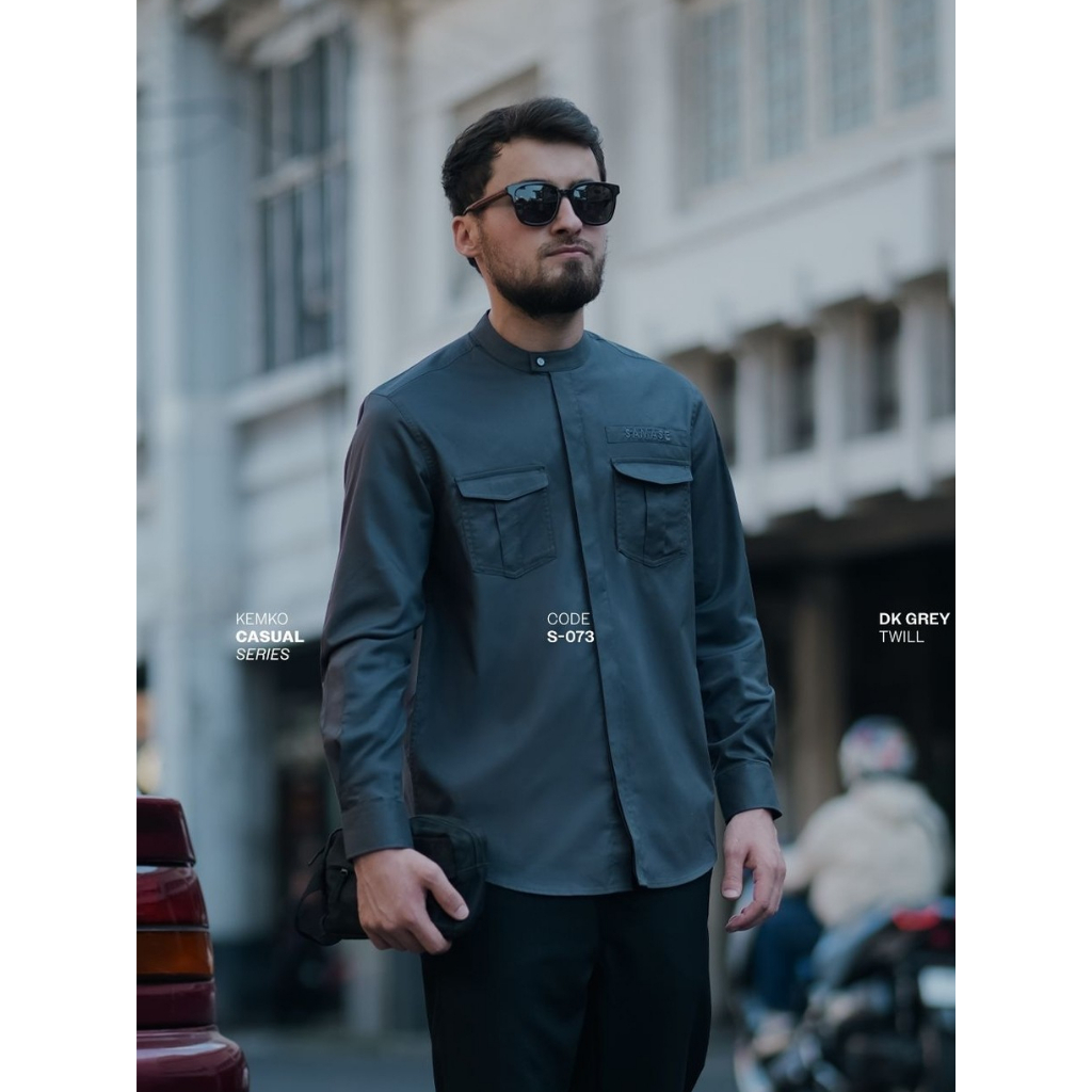 SAMASE S073 Kemko Pria Lengan Panjang | Kemko Casual Variasi Kantong | Baju Muslim Premium