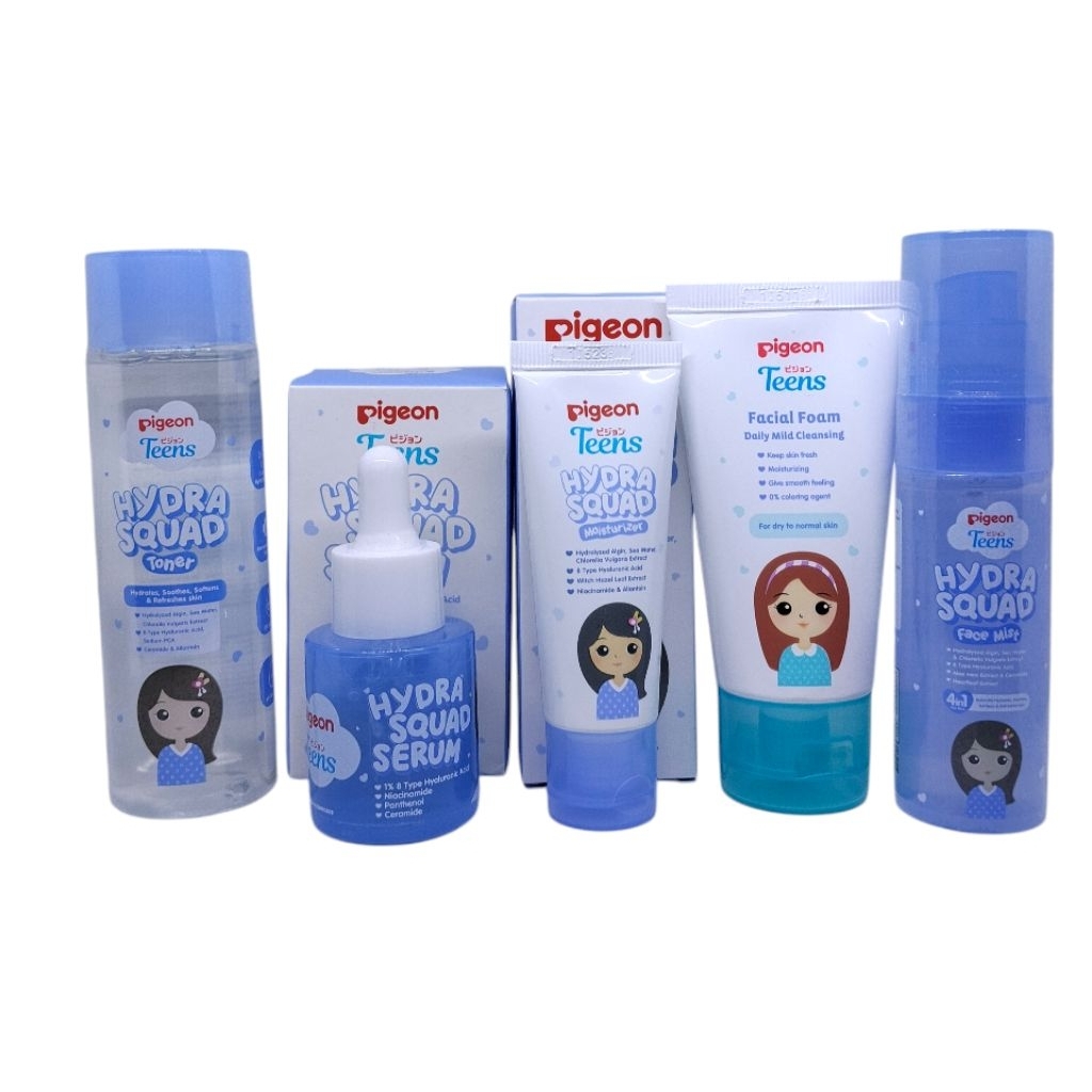 Pigeon Hydra Squad Teens Set Perawatan Wajah dan Tubuh untuk Remaja dengan Facial Foam, Serum, dan C