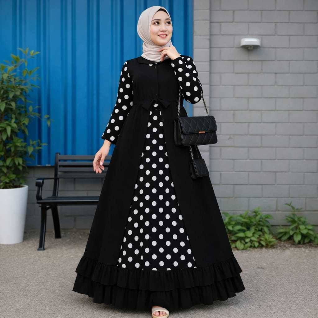 GAMIS ROMPI LEPAS PASANG WANITA JUMBO INNER MUALIMAH CERUTY BEBYDOLL  SUPER JUMBO PLUS OUTER CERUTY 