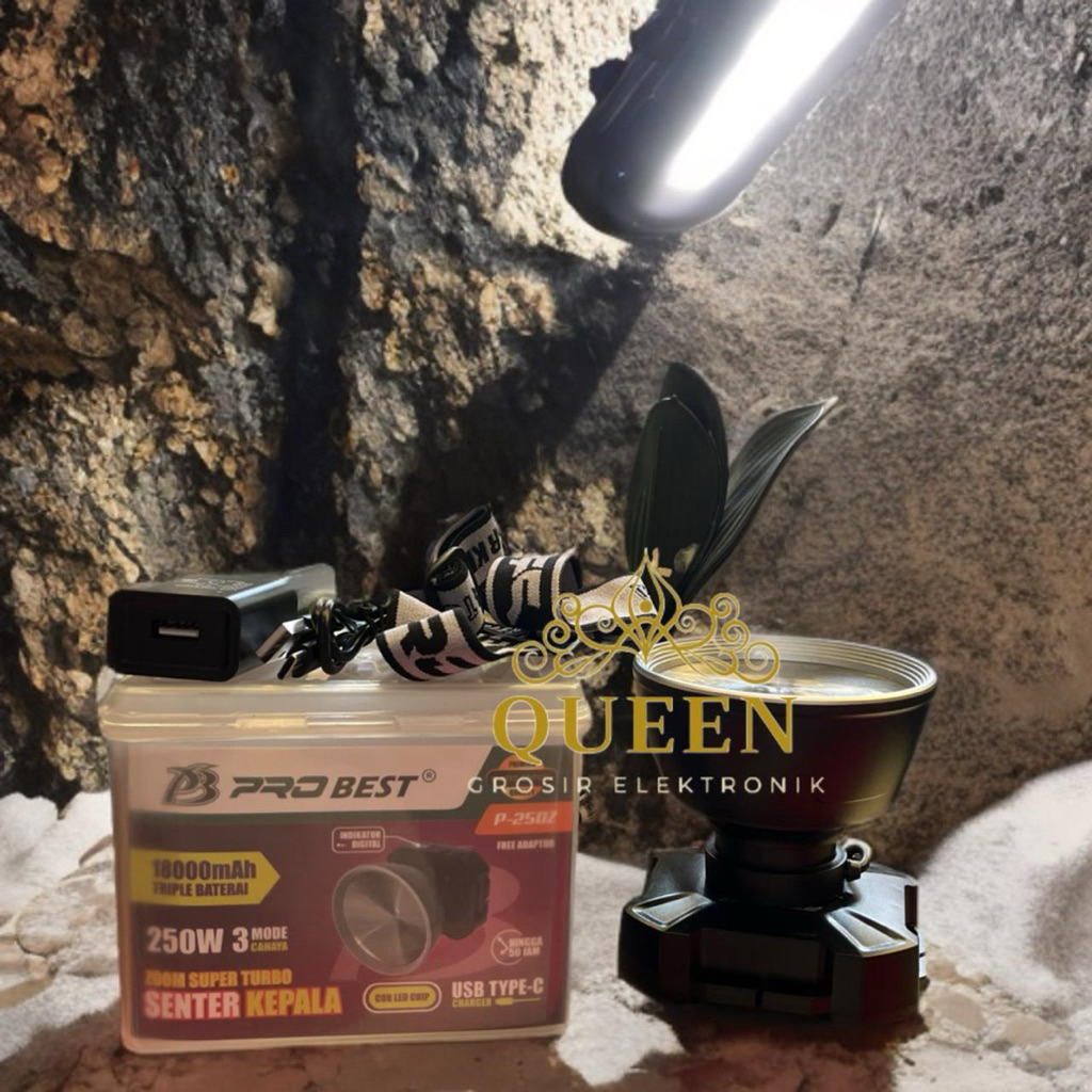 Promo Senter PROBEST P-250Z 250watt Senter kepala Besar Zoom In & Out Headlamp PREMIUM Ori Kualitas 
