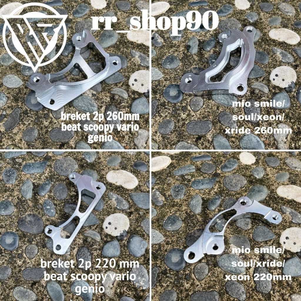 Breket Kaliper Cnc 2P Disc Cakram 220mm Dan 260mm Beat Scoopy Vario Genio Mio Xeon Xride