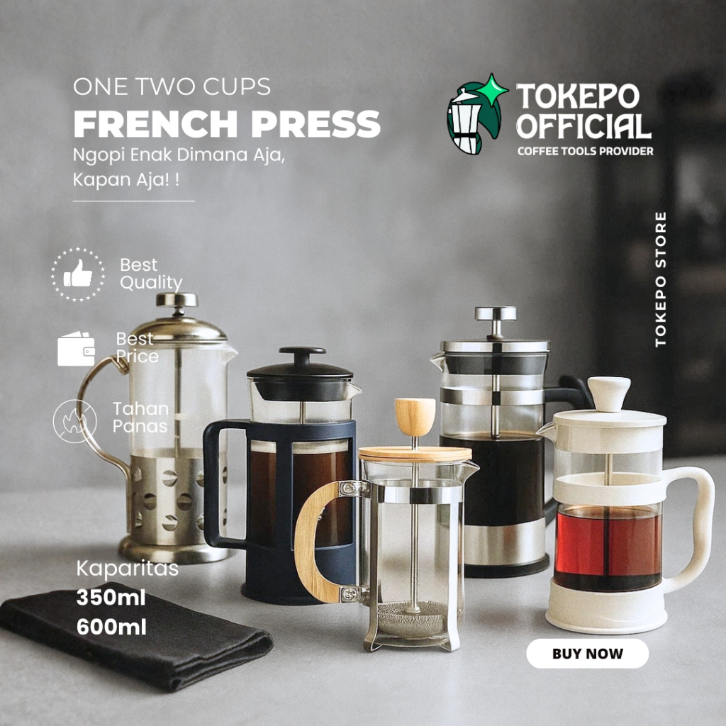One Two Cups French Press Coffee Maker Alat Seduh Kopi Manual Brew Filter Penyaring Kopi Teh | Stail