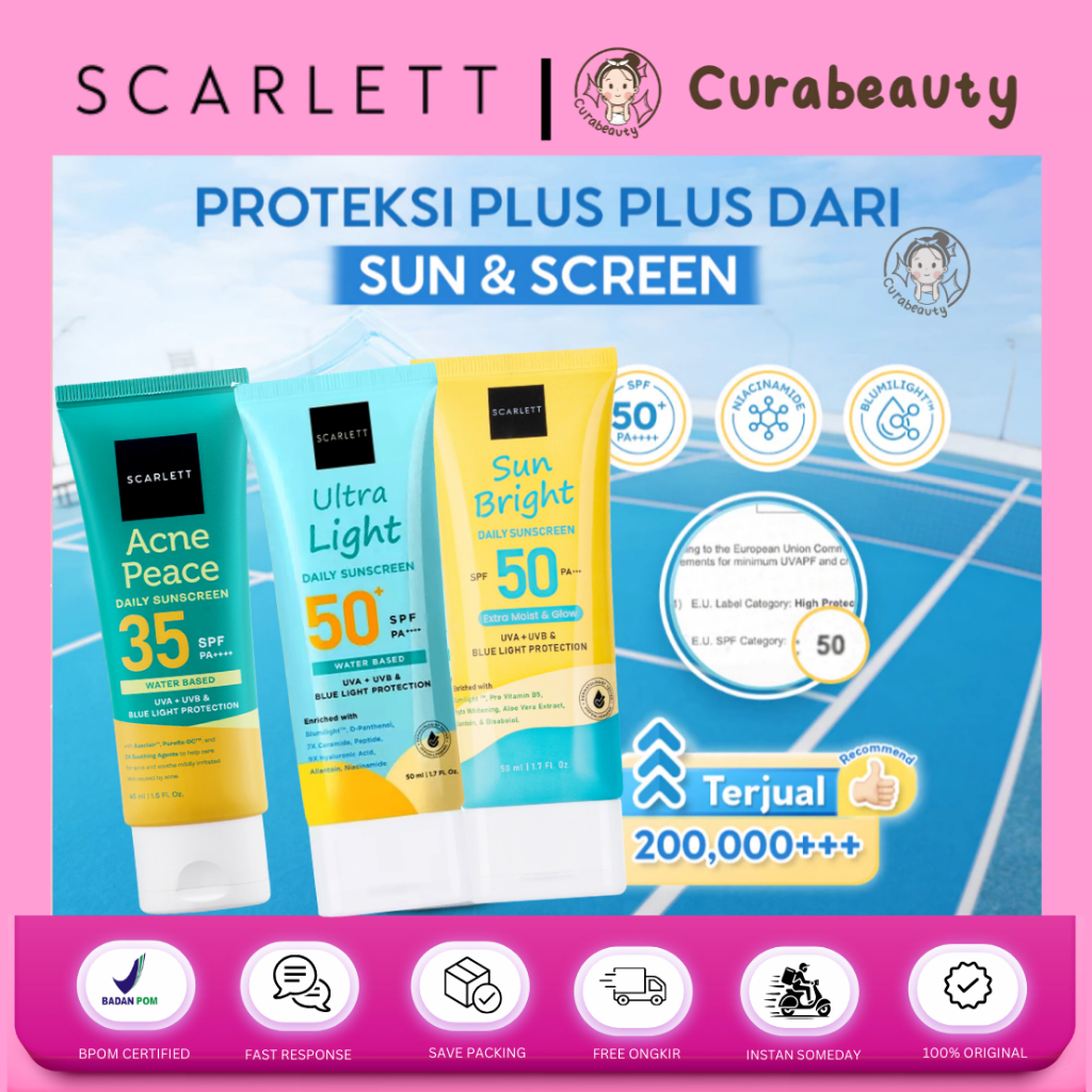 CURABEAUTY MANADO SCARLETT WHITENING SUNSCREEN SUN BRIGHT DAILY SPF PA+++