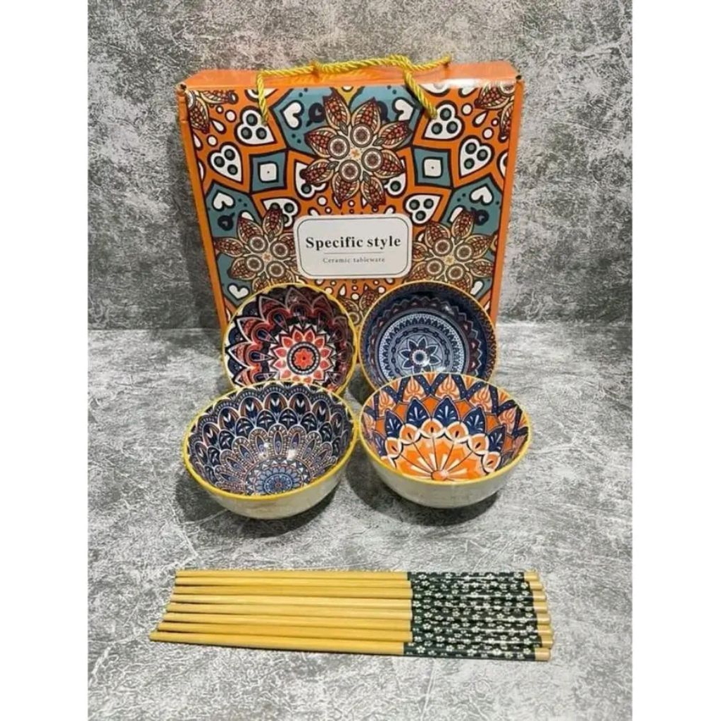 mangkok keramik, mangkok polkadot, mangkok motif